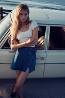 T-shirt en pointelle avec dentelle