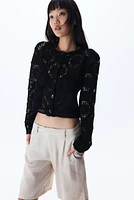 Crochet-Look Cardigan