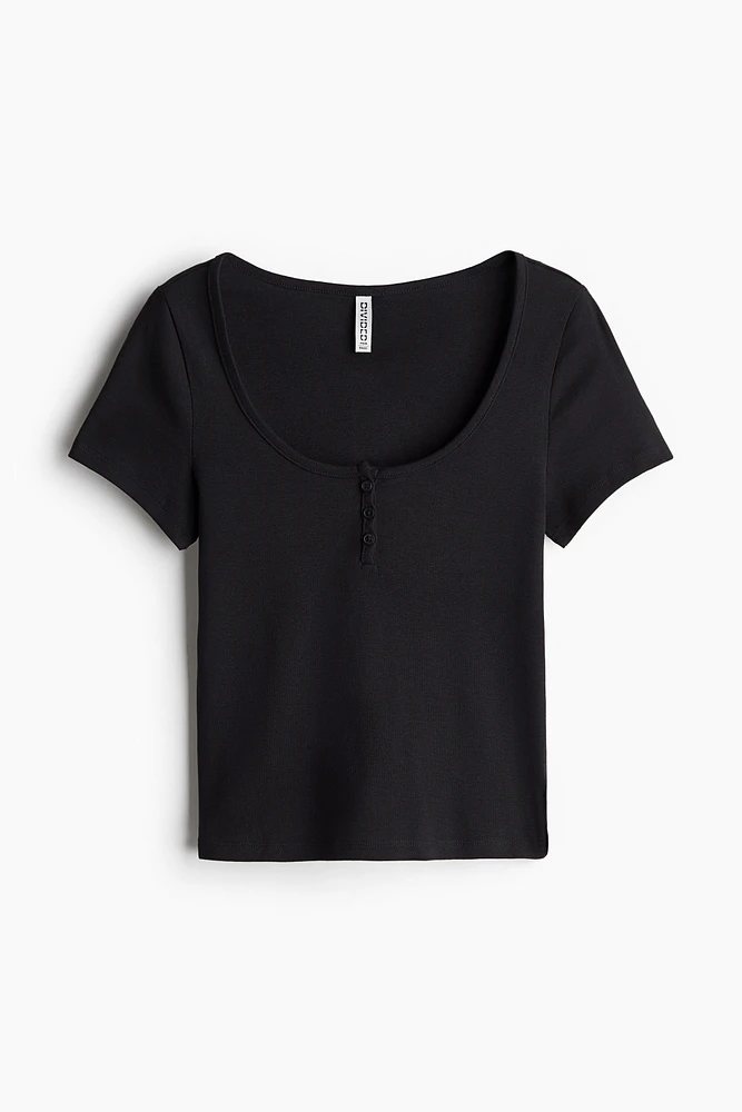 Button-Top Scoop-Neck T-Shirt