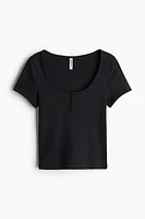 Button-Top Scoop-Neck T-Shirt
