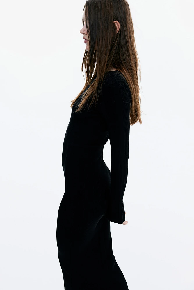 Rib-Knit Bodycon Dress with Low-Cut Back