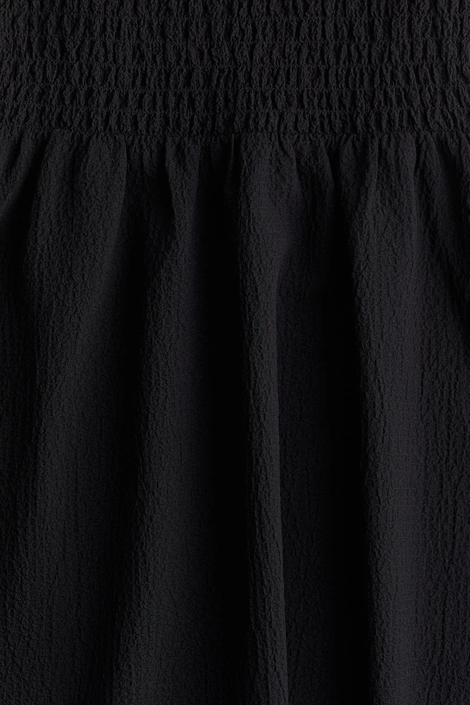 Tie-Shoulder-Strap Smocked Dress