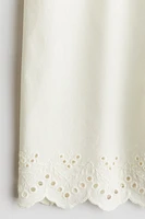 Cropped Pants with Eyelet Embroidery