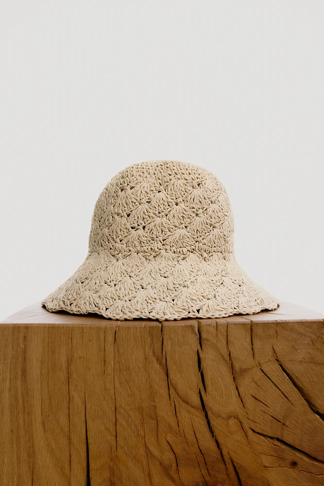 Crocheted Straw Bucket Hat