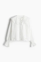 Embroidered Blouse with Peter Pan Collar
