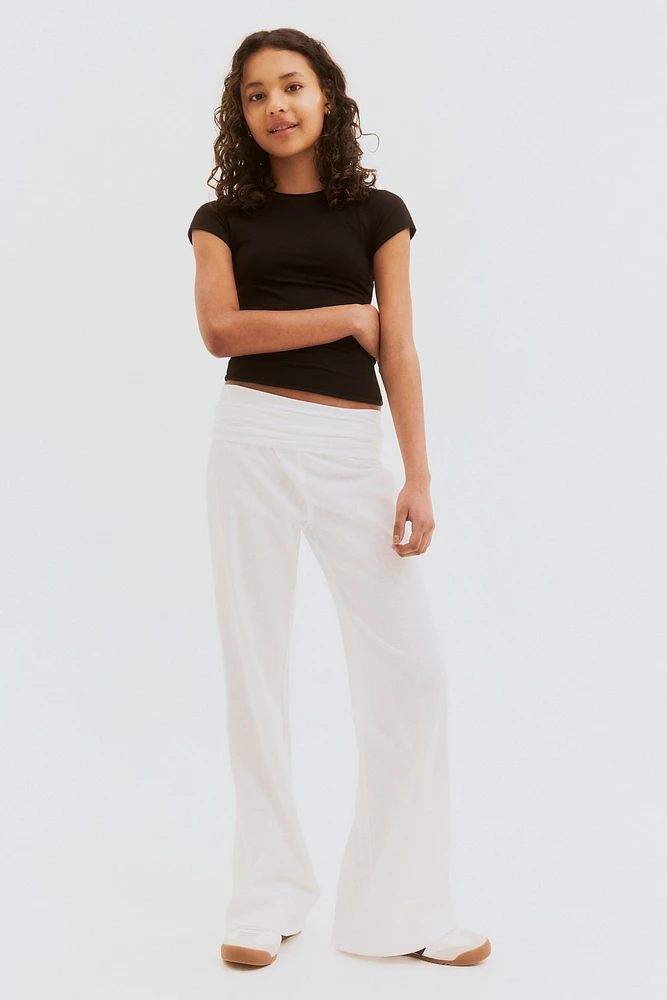 Linen-Blend Yoga-Style Pants