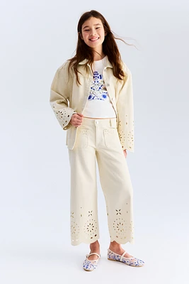 Ankle Jeans with Eyelet Embroidery