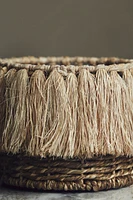 Small seagrass storage basket with tassels