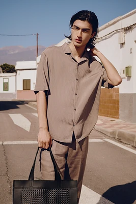 Chemise froissée ample avec col cubain