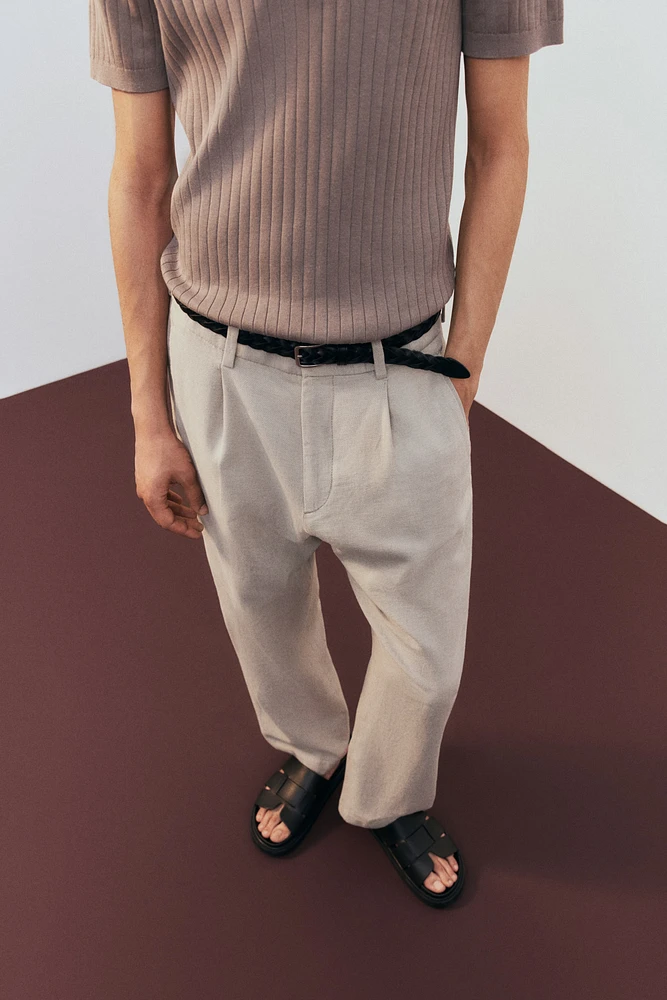 Relaxed-Fit Linen-Blend Pants