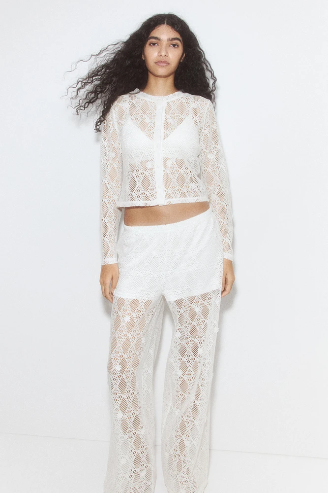 Hole-patterned cardigan