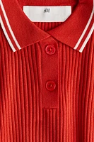 Rib-Knit Top with Collar