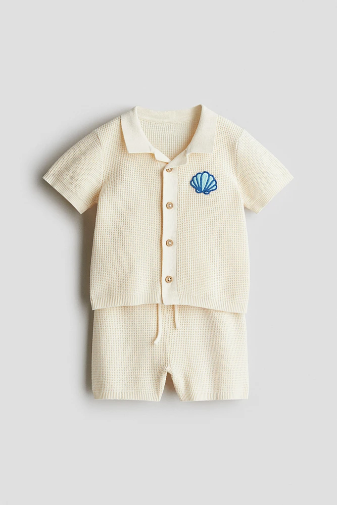 2-Piece Cotton Waffle-Knit Set