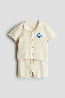 2-Piece Cotton Waffle-Knit Set