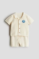 2-Piece Cotton Waffle-Knit Set