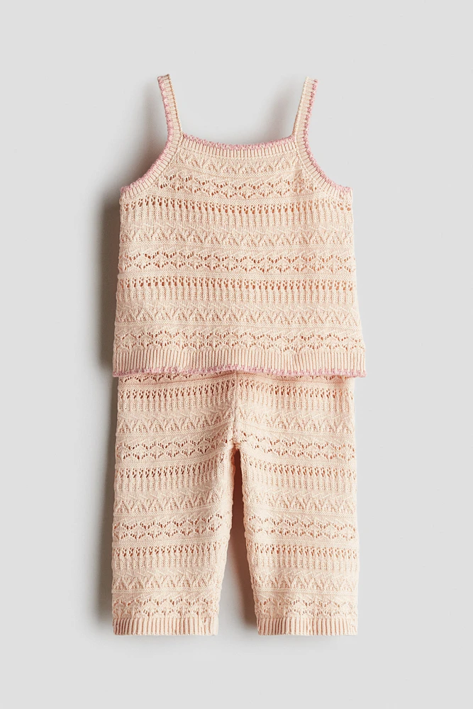 2-Piece Crochet-Look Cotton Set