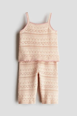 2-Piece Crochet-Look Cotton Set
