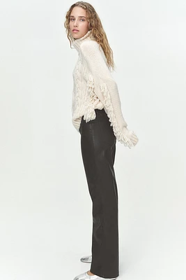 Pantalon droit en tissu enduit