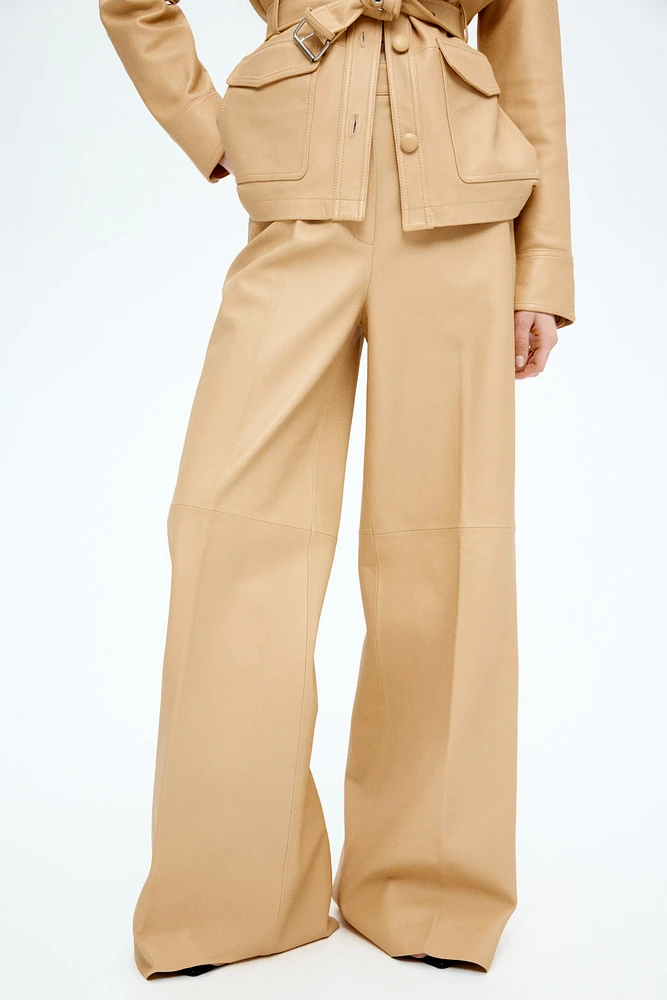 Straight-Cut Leather Pants