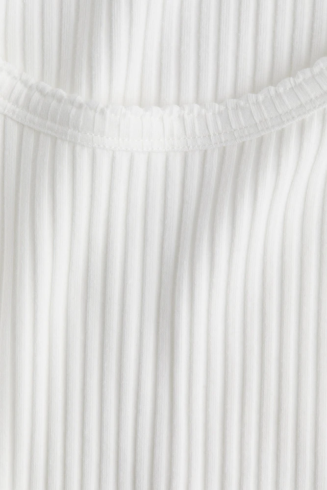 Picot-Trimmed Ribbed T-Shirt