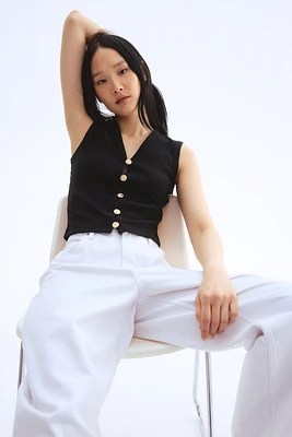 Button-Front Sweater Vest