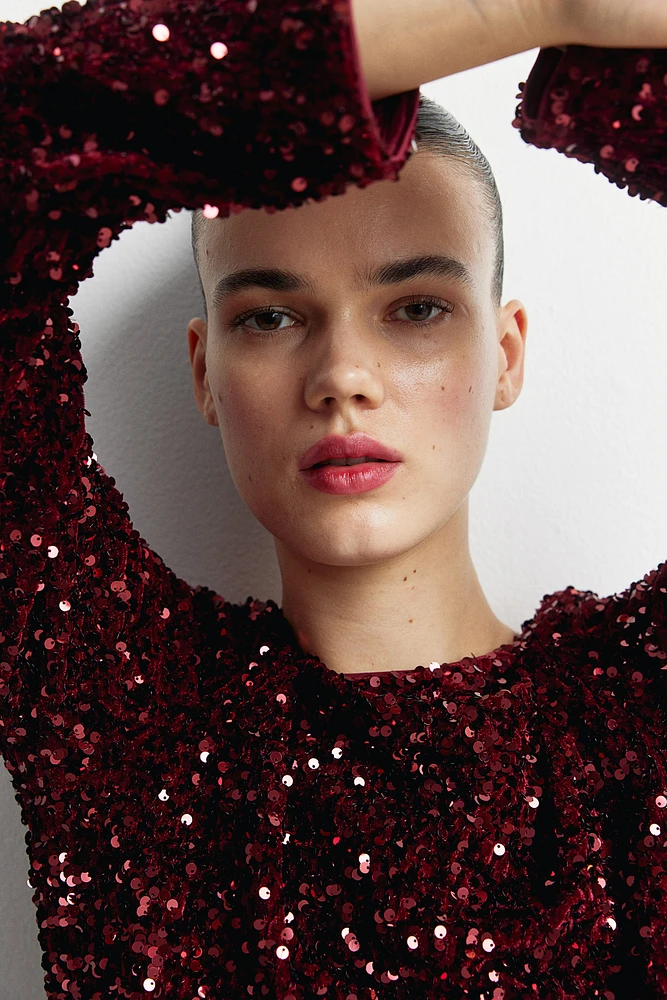 MAMA Sequined Dress with Low-Cut Back