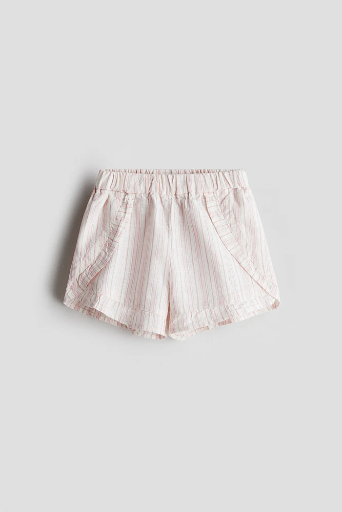 Ruffled Linen-Blend Shorts