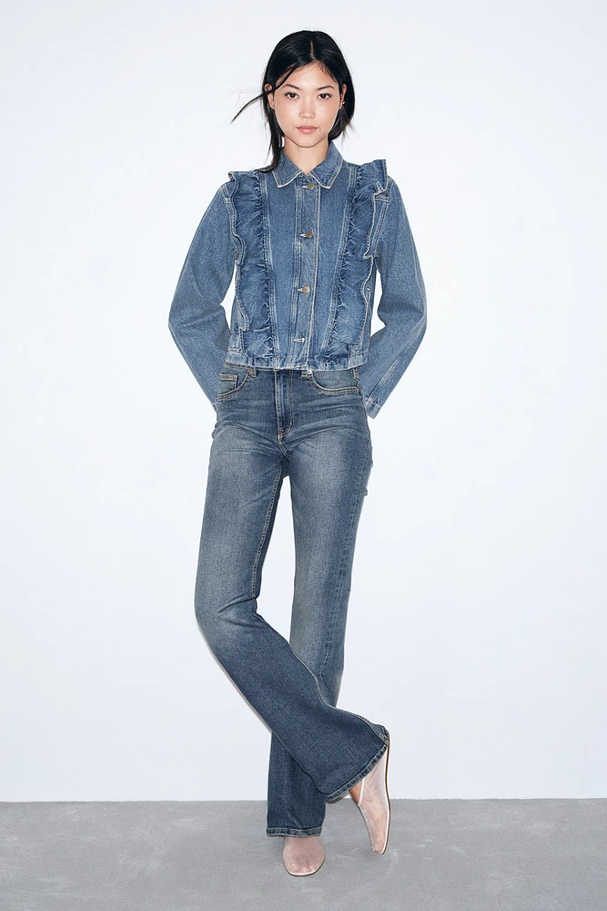 Ruffle-Trimmed Denim Jacket