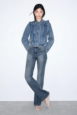 Ruffle-Trimmed Denim Jacket