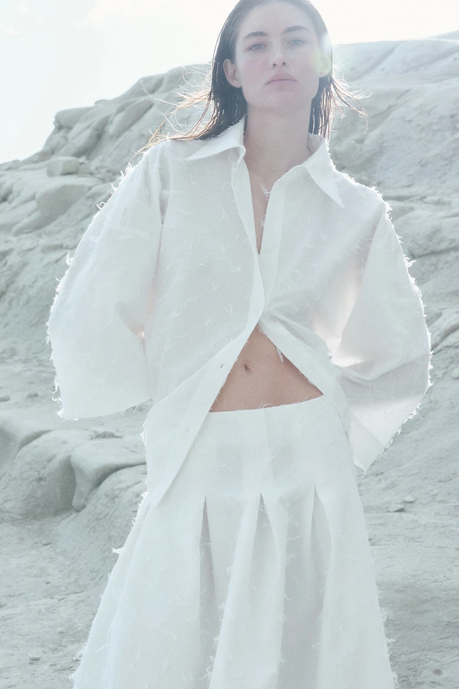 Oversized Fringe-Textured Shirt