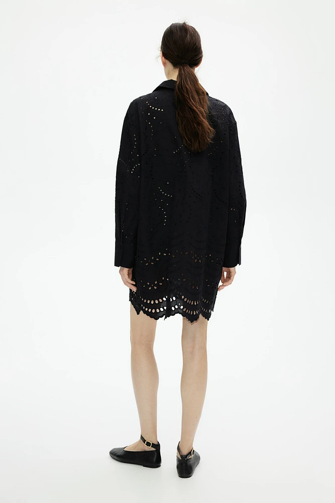 Eyelet Embroidered Shirt Dress