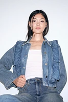 Ruffle-Trimmed Denim Jacket
