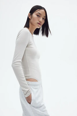 Ribbed Scoop-Back Bodysuit