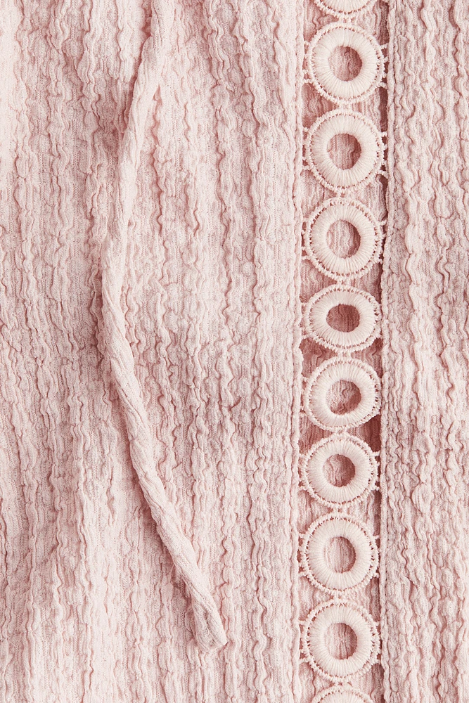 Lace-Inset Crinkled Blouse