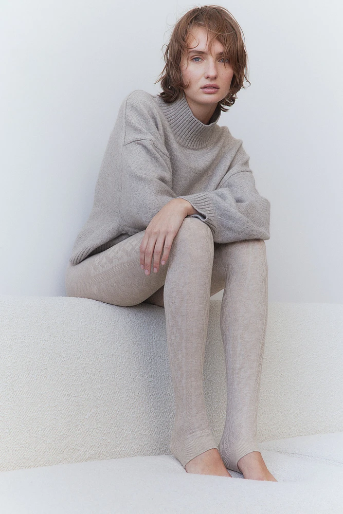 Cable-Knit Footless Tights