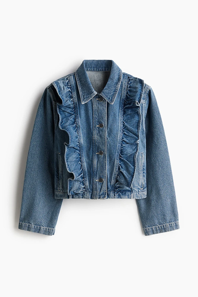 Ruffle-Trimmed Denim Jacket