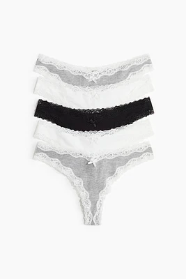 5-pack Cotton and Lace Brazilian Briefs