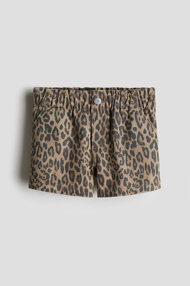 Printed cotton twill shorts