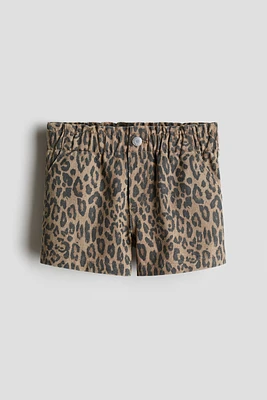Printed cotton twill shorts