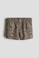 Printed cotton twill shorts