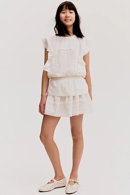 Lace-Trimmed Cotton Skirt