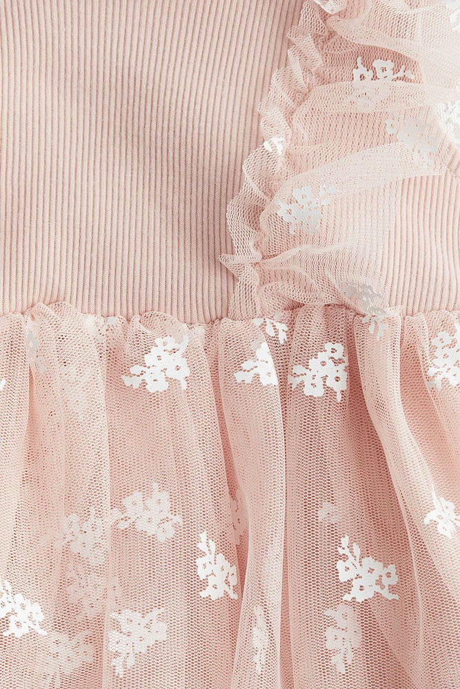Printed Tulle-Skirt Dress