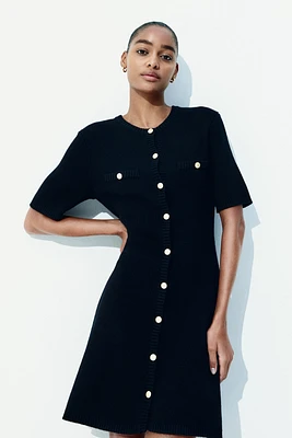 Rib-knit Button-front Dress
