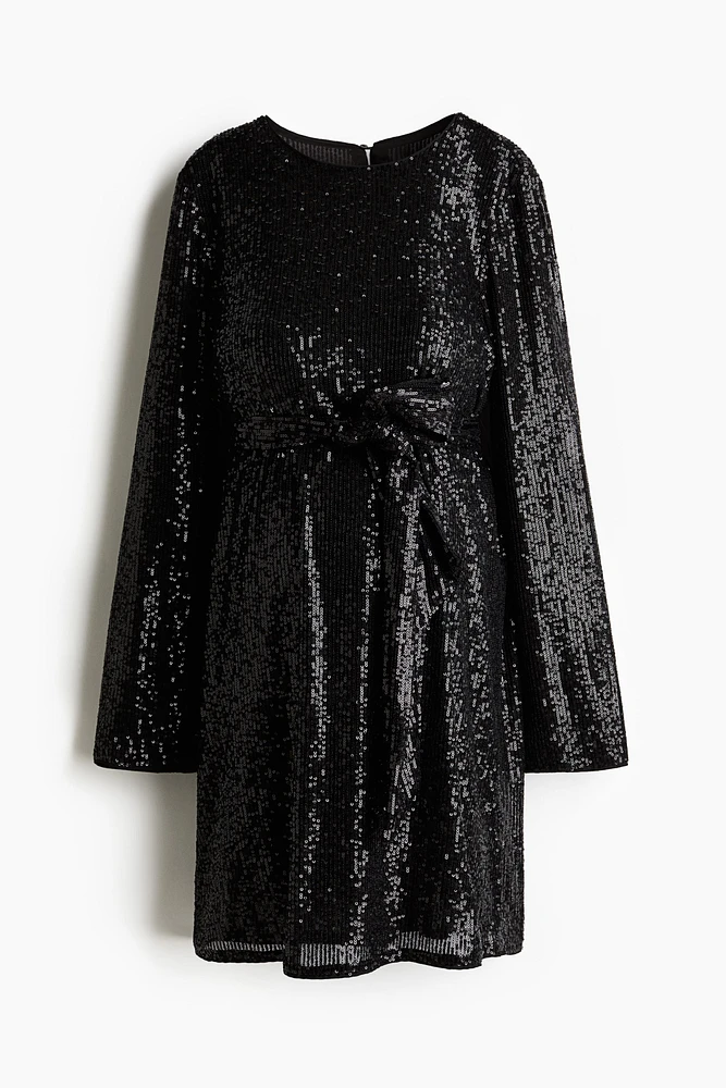 MAMA Sequined Tie-belt Dress