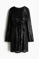 MAMA Sequined Tie-belt Dress