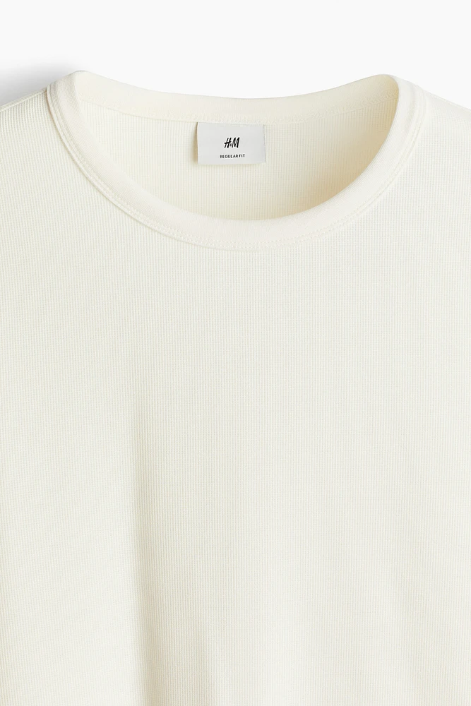 Regular Fit Long-Sleeved Waffled Shirt