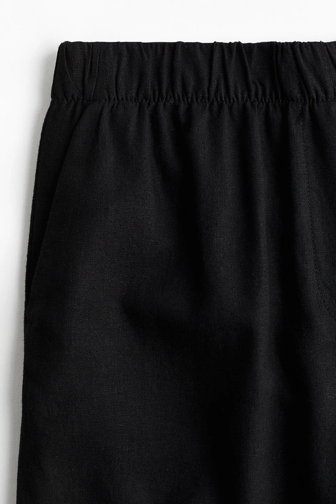 Wide-Leg Linen-Blend Pants