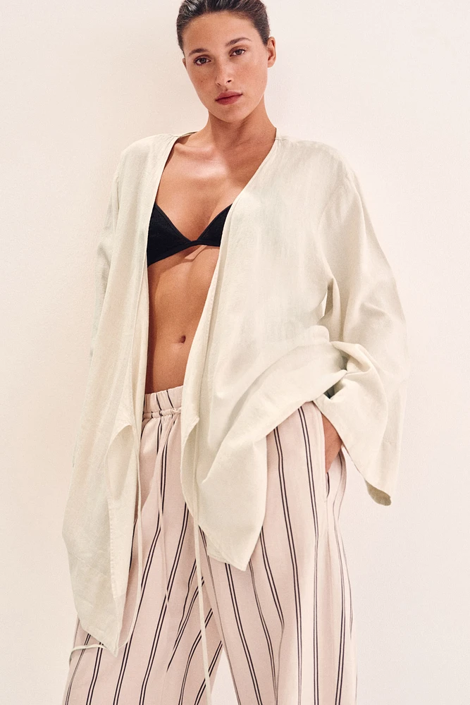 Linen-Blend Robe