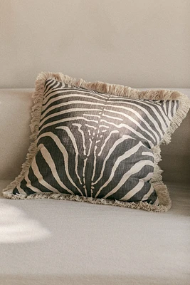 Cotton Cushion Cover with Fringe