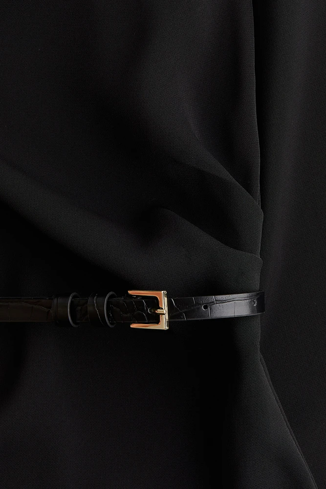 Belted One-Shoulder Dress